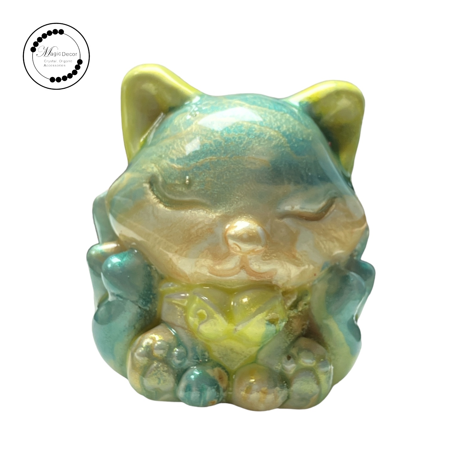 260211 - G67 大漆工藝九尾狐擺件（綠色/黃）