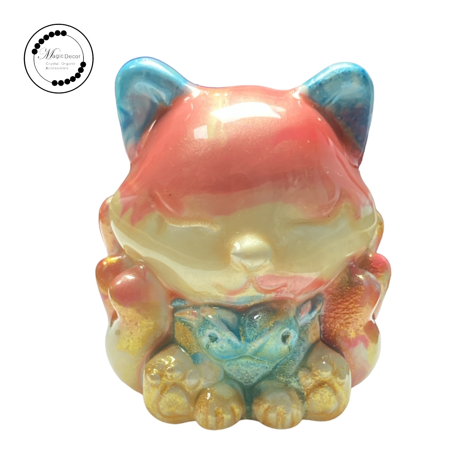 260211 - G66 大漆工藝九尾狐擺件（綠耳桃花色）