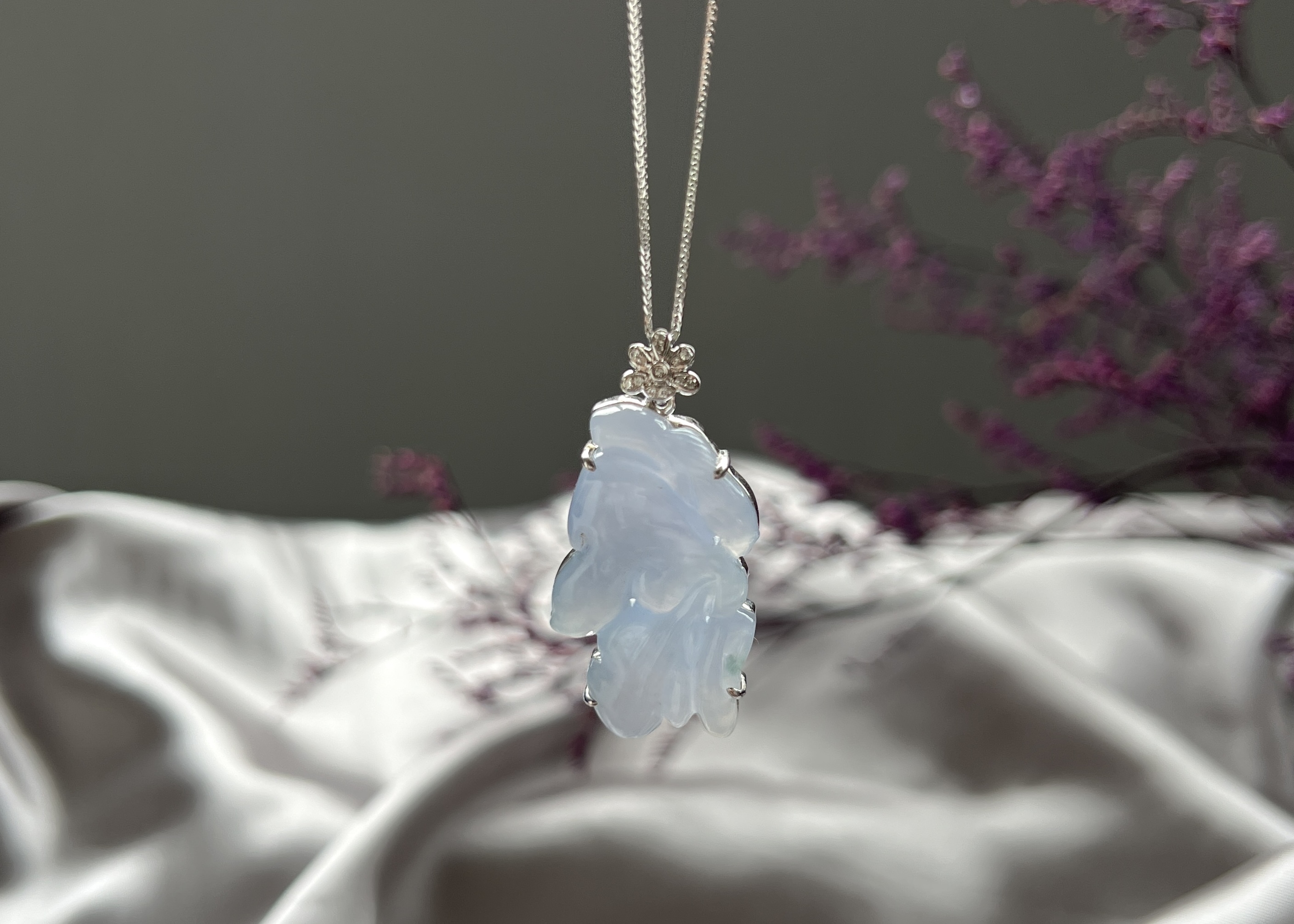 珍藏級正冰種紫翡蝴蝶18k