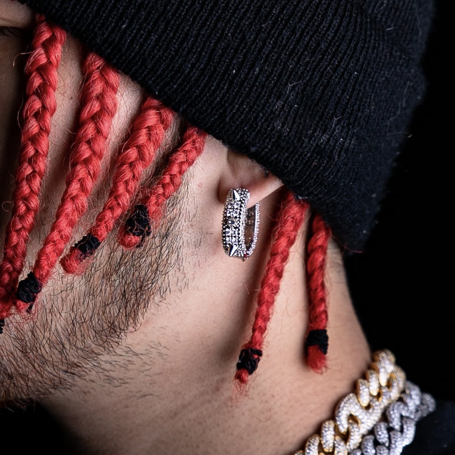 XL滿鑲搖滾尖刺圈式耳環