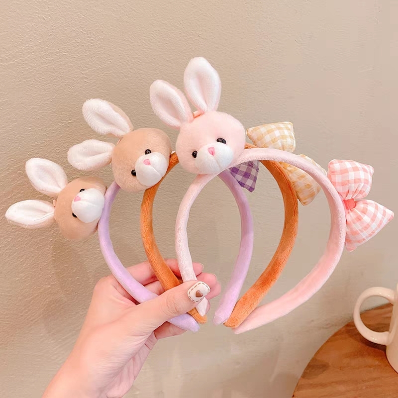 Cute Plaid Bow Bunny Hairband