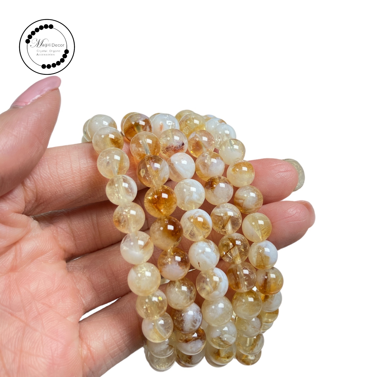 260409 - A19  7mm+ 焦糖黃天使羽毛藍針手串