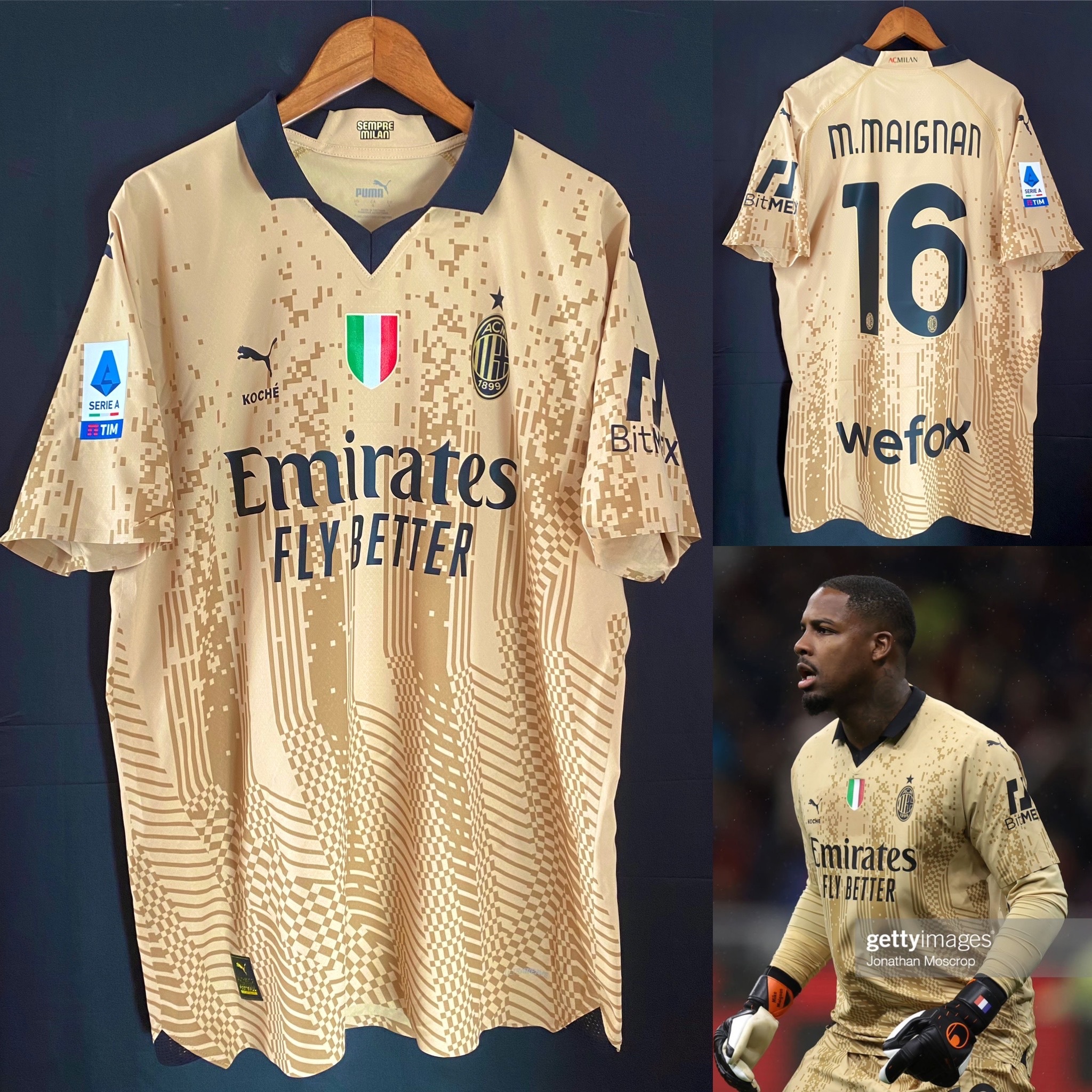 (Boxset) AC Milan x Koche 2023 Puma Goalkeeper Authentic Player Shirt #16 M MAIGNAN