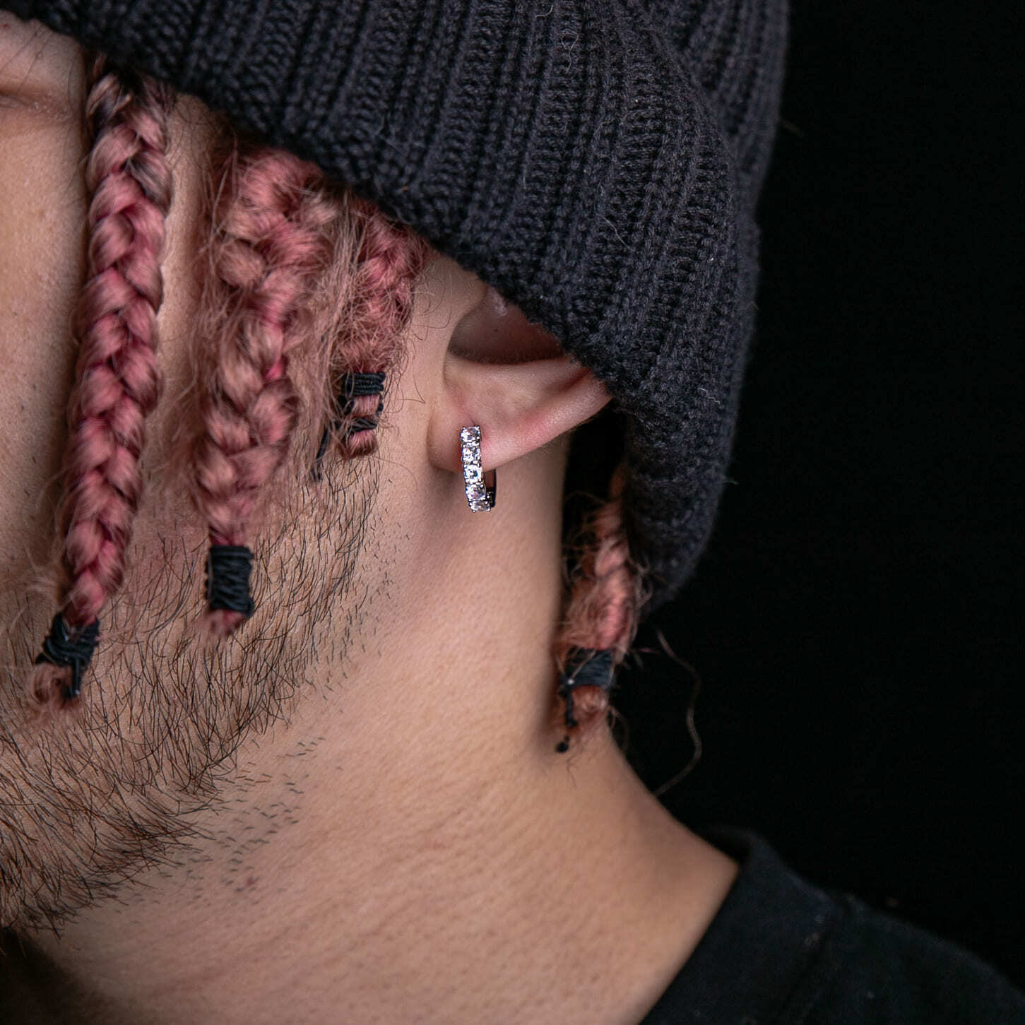 單排鑽圈式耳環