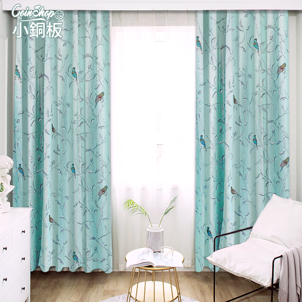 遮光窗簾 • 田園小鳥 • 藍綠