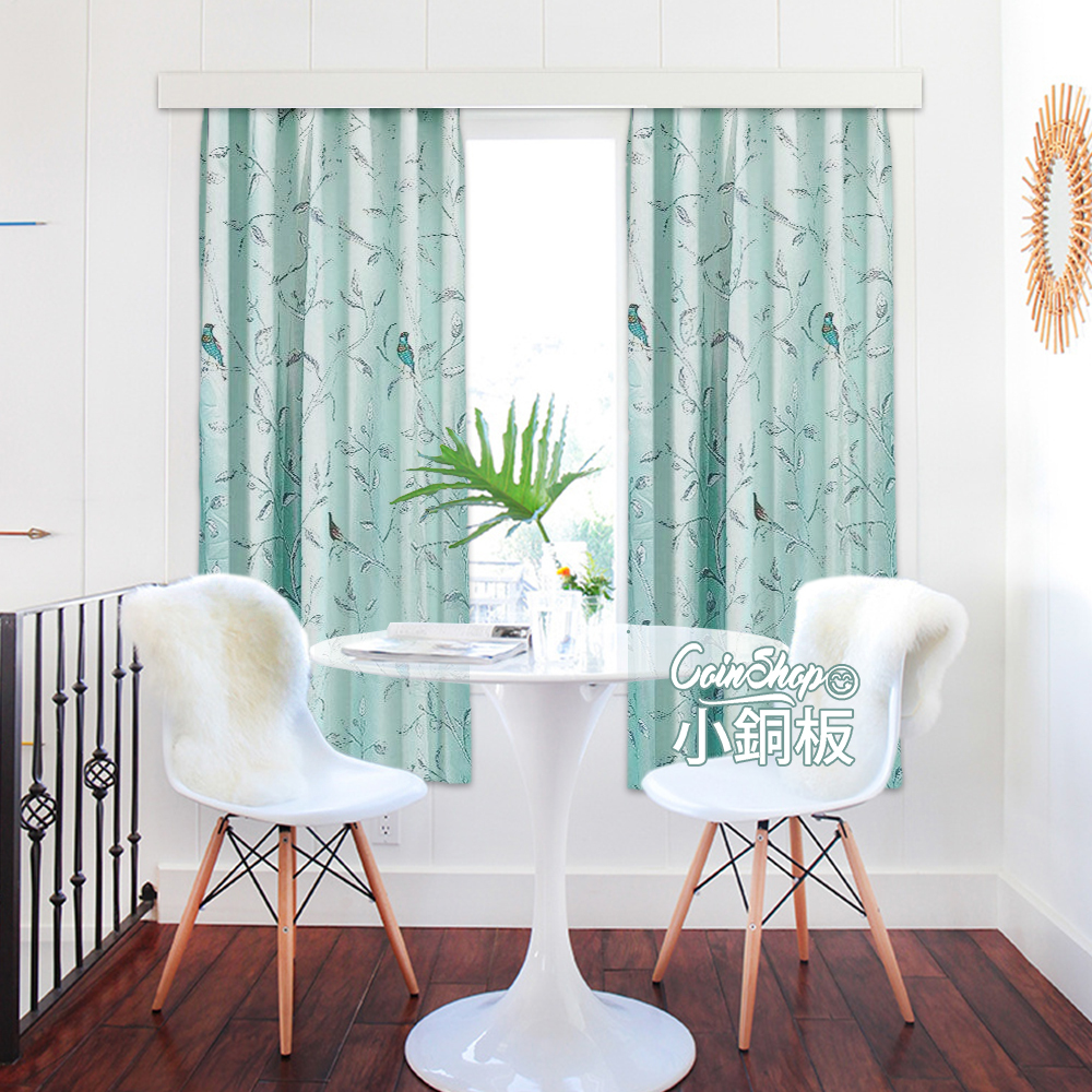 遮光窗簾 • 田園小鳥 • 藍綠