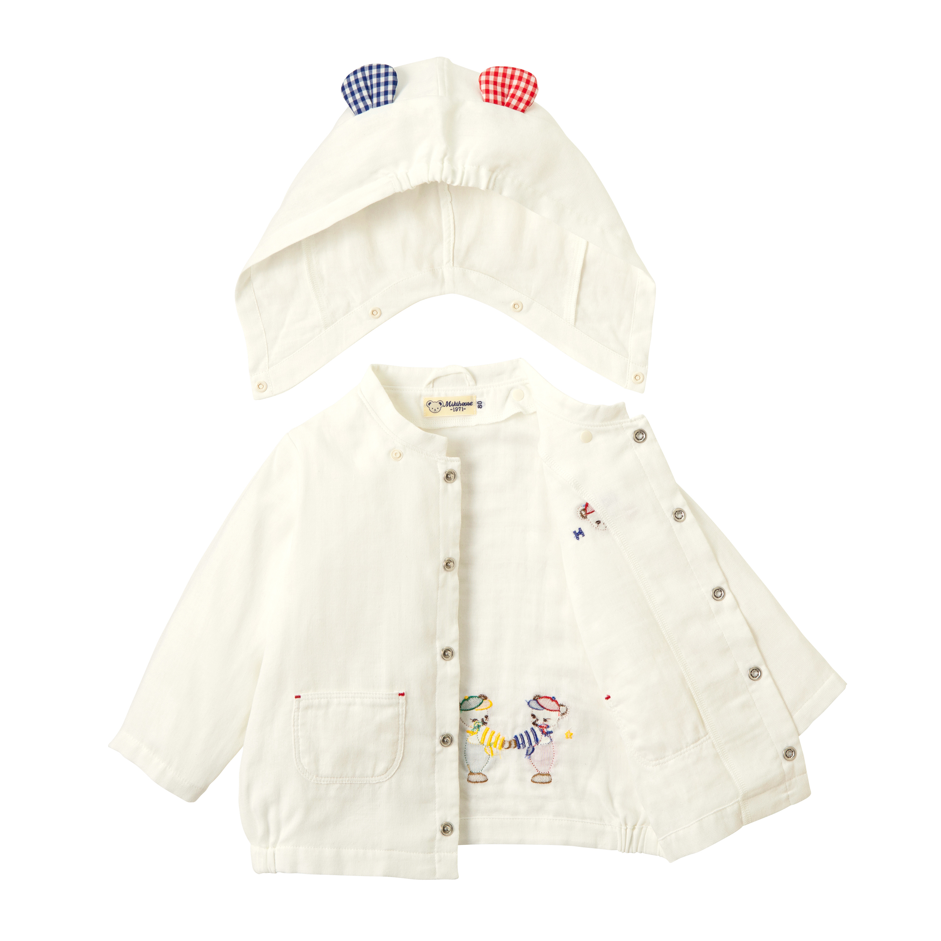 彩色紐扣小熊連帽外套