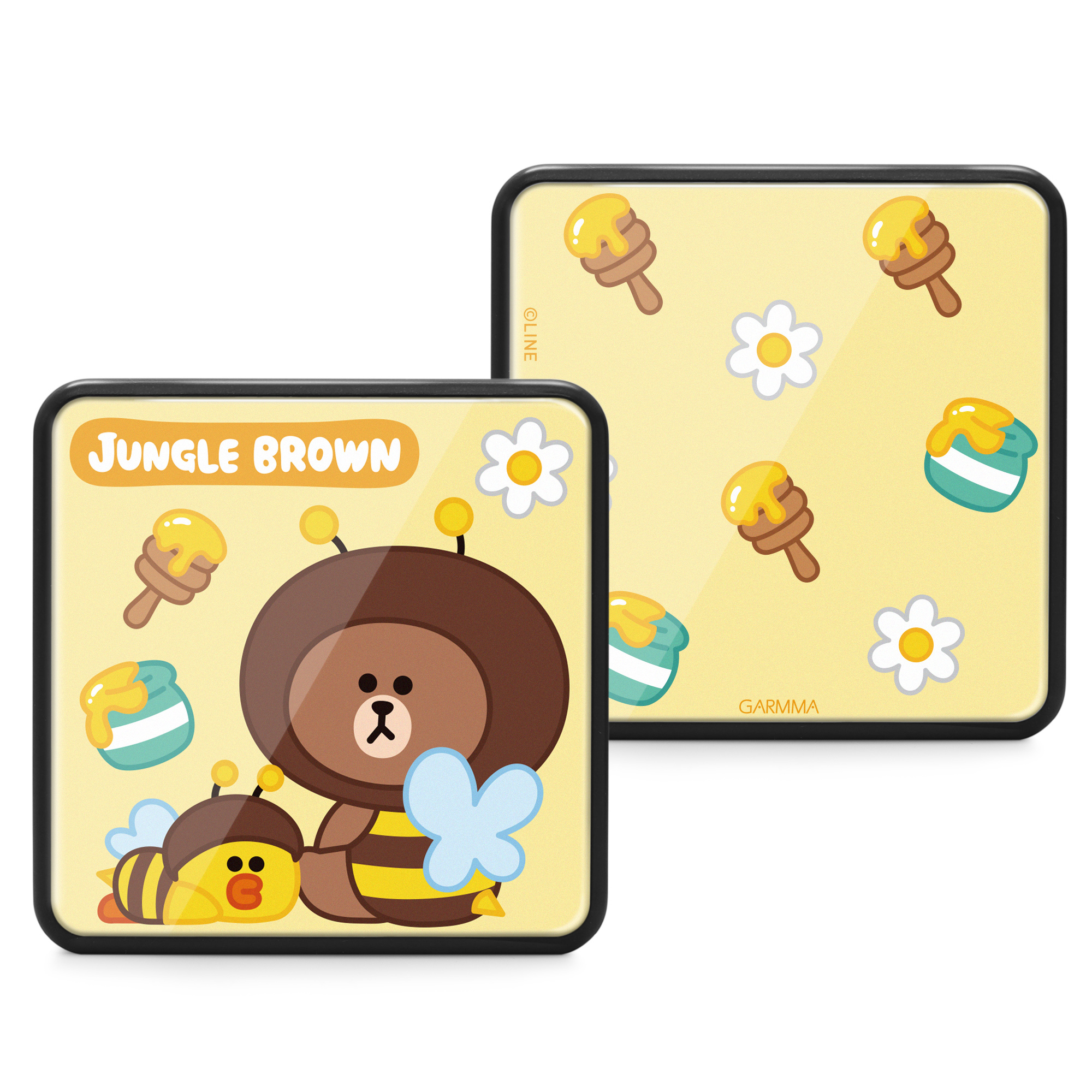 LINE FRIENDS 玻璃鏡面行動電源 叢林系列2 蜜蜂熊大