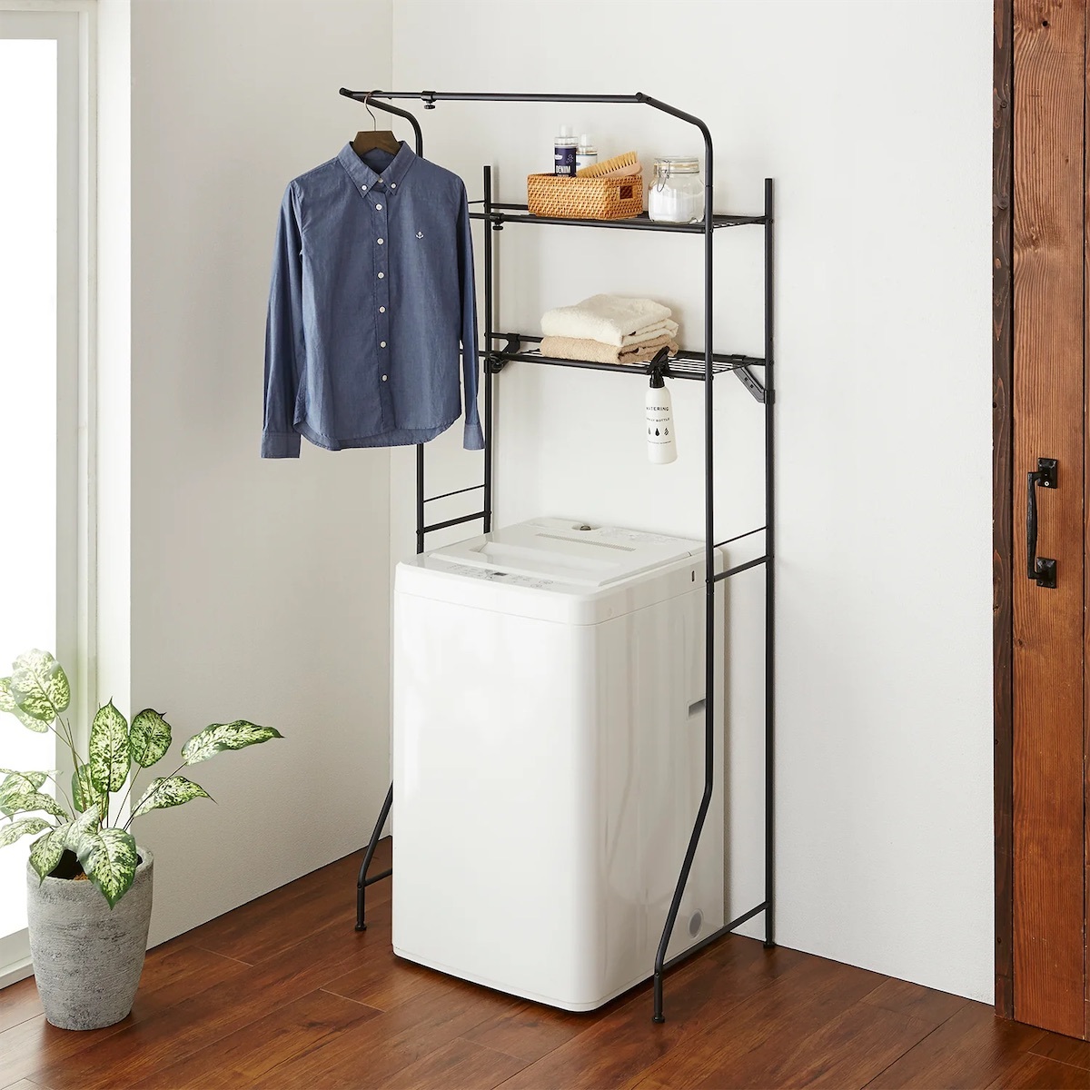 日本品牌 Heian Shindo 鐵製晾衫架 -黑色 (H181 x 59-81 x 53cm) -HSR-2B