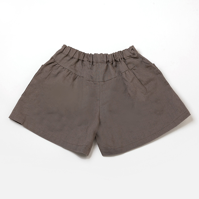 PIPPY 鬆緊褲圍棉麻寬口短褲 棕