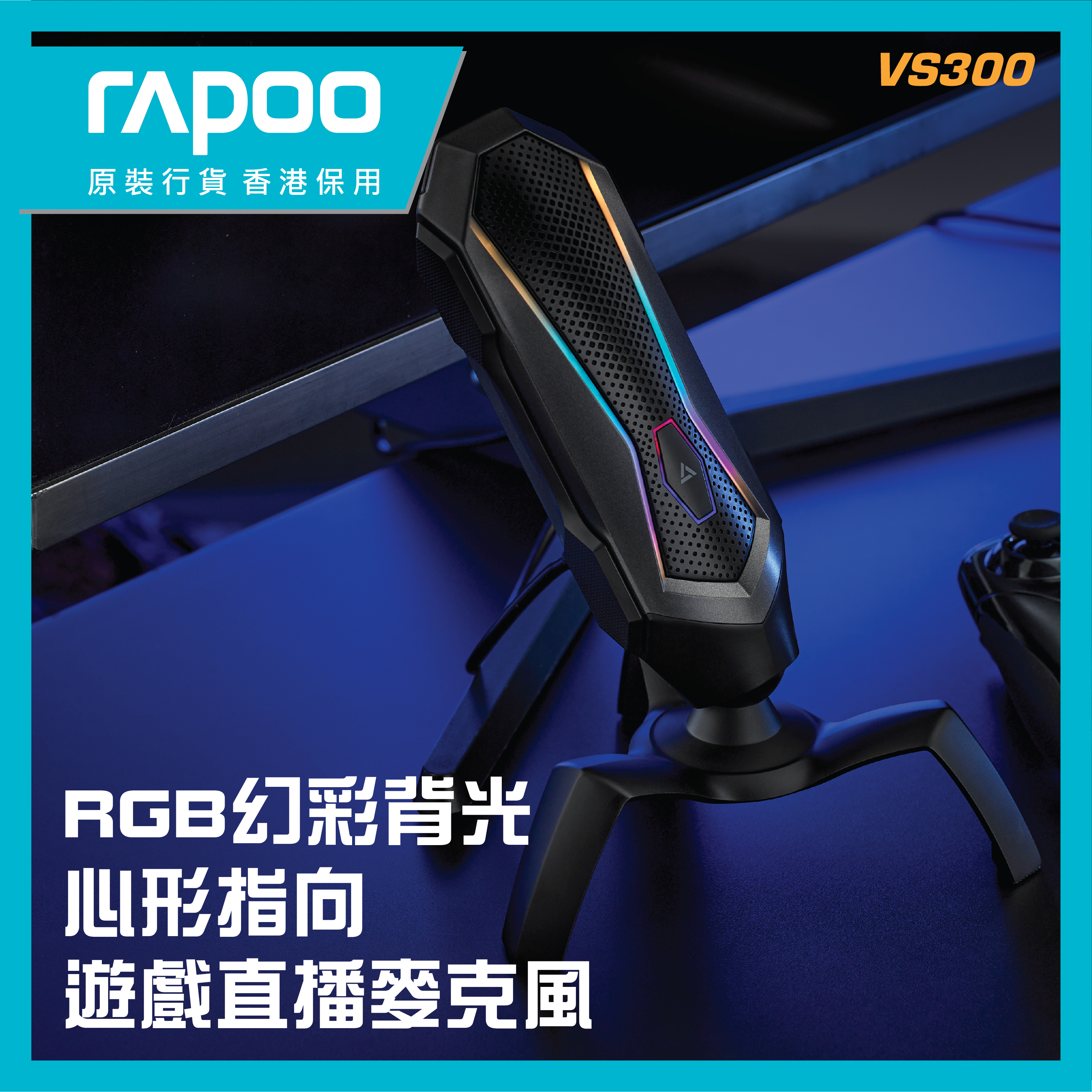 Rapoo - VS300 RGB幻彩背光心型指向收音遊戲直播麥克風 gaming mic