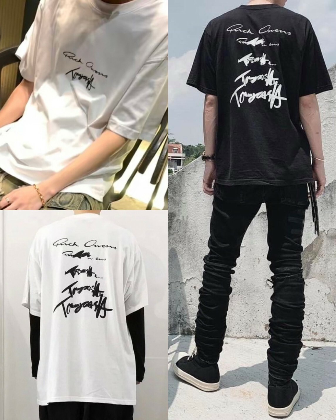 Rick Owens x Tommy Cash 聯名背後字體標語短袖短TEE