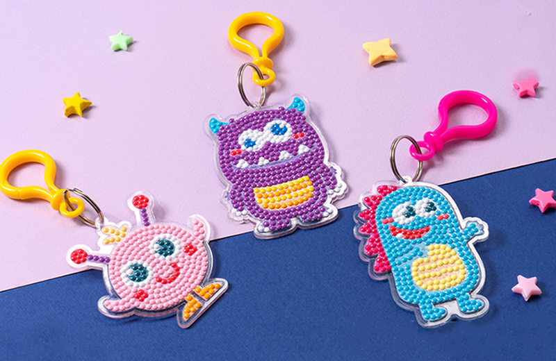 DIY鑰匙扣亞克力粘貼畫挂件材料包 C8096