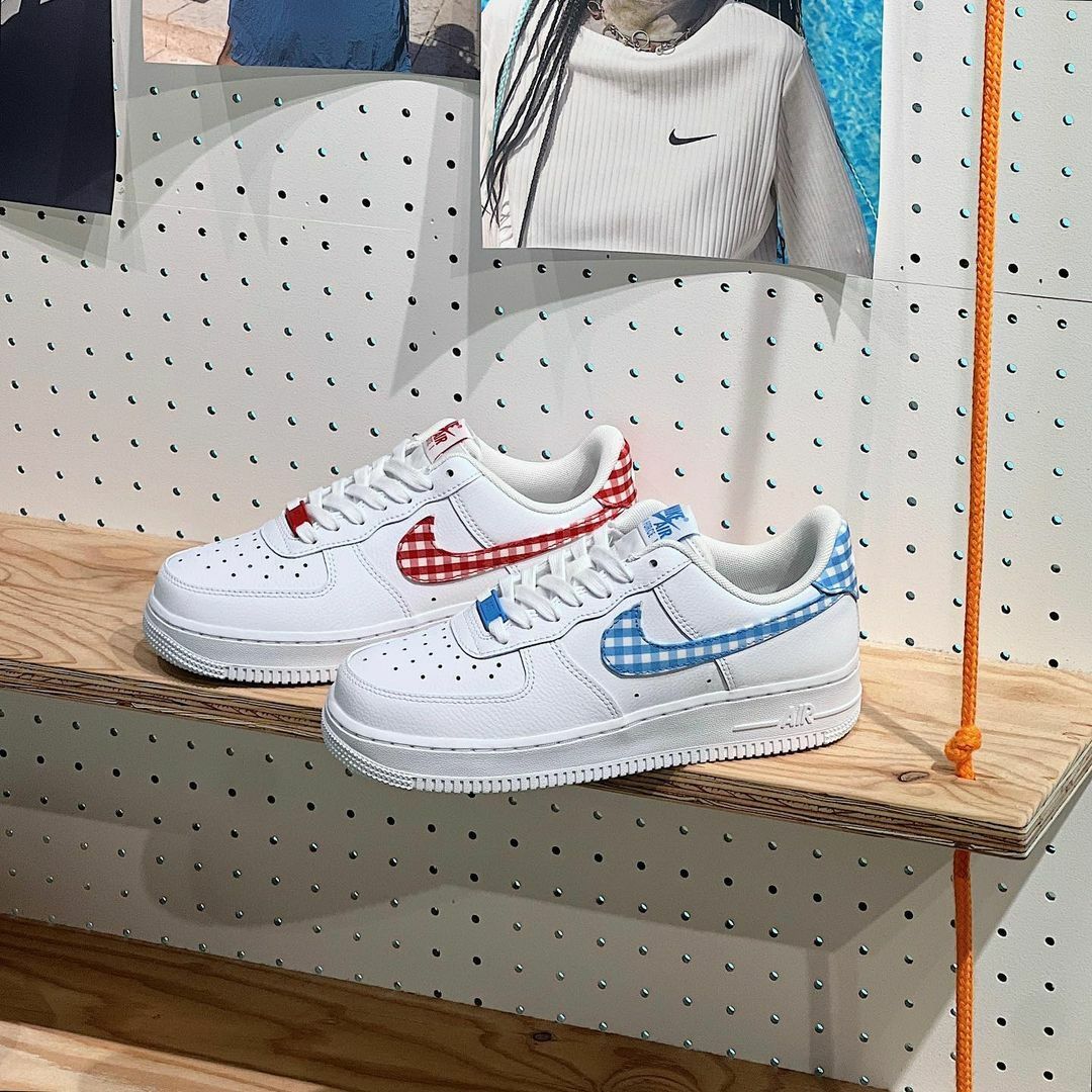 Nike Air Force 1 白紅 白藍 格紋 白色 白鞋 DZ2784-101 DZ2784-100