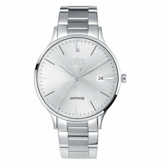 情人節禮物手錶推薦-ERICA凝光系列三針不鏽鋼藍寶石鋼帶錶-銀白色(型號ER-20-SW)