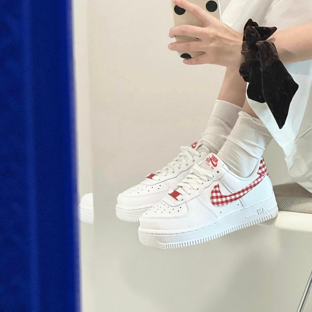 Nike Air Force 1 白紅 白藍 格紋 白色 白鞋 DZ2784-101 DZ2784-100