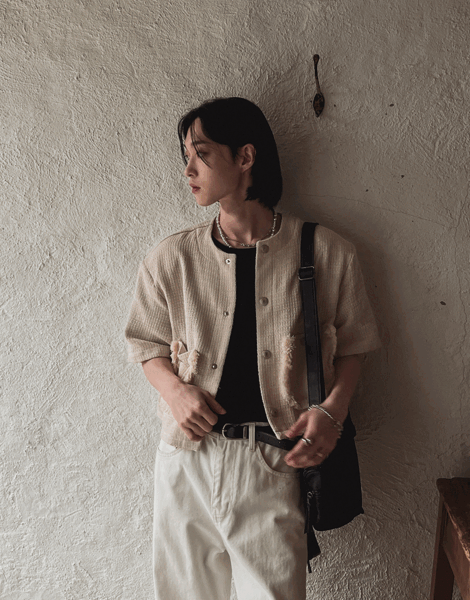 小香短款按扣粗花呢夾克