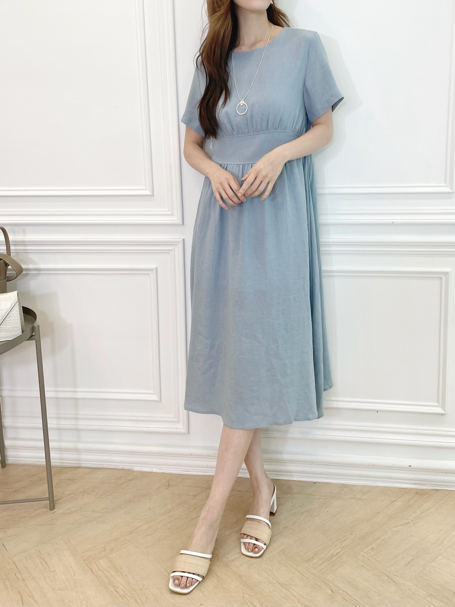 棉麻短袖洋裝