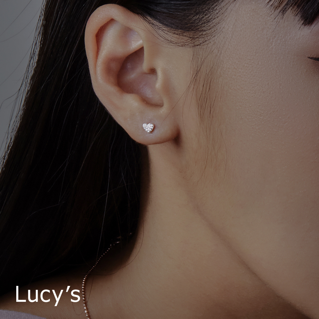 925純銀〔輕銀系列〕迷你滿鑽愛心 耳環 (107511)