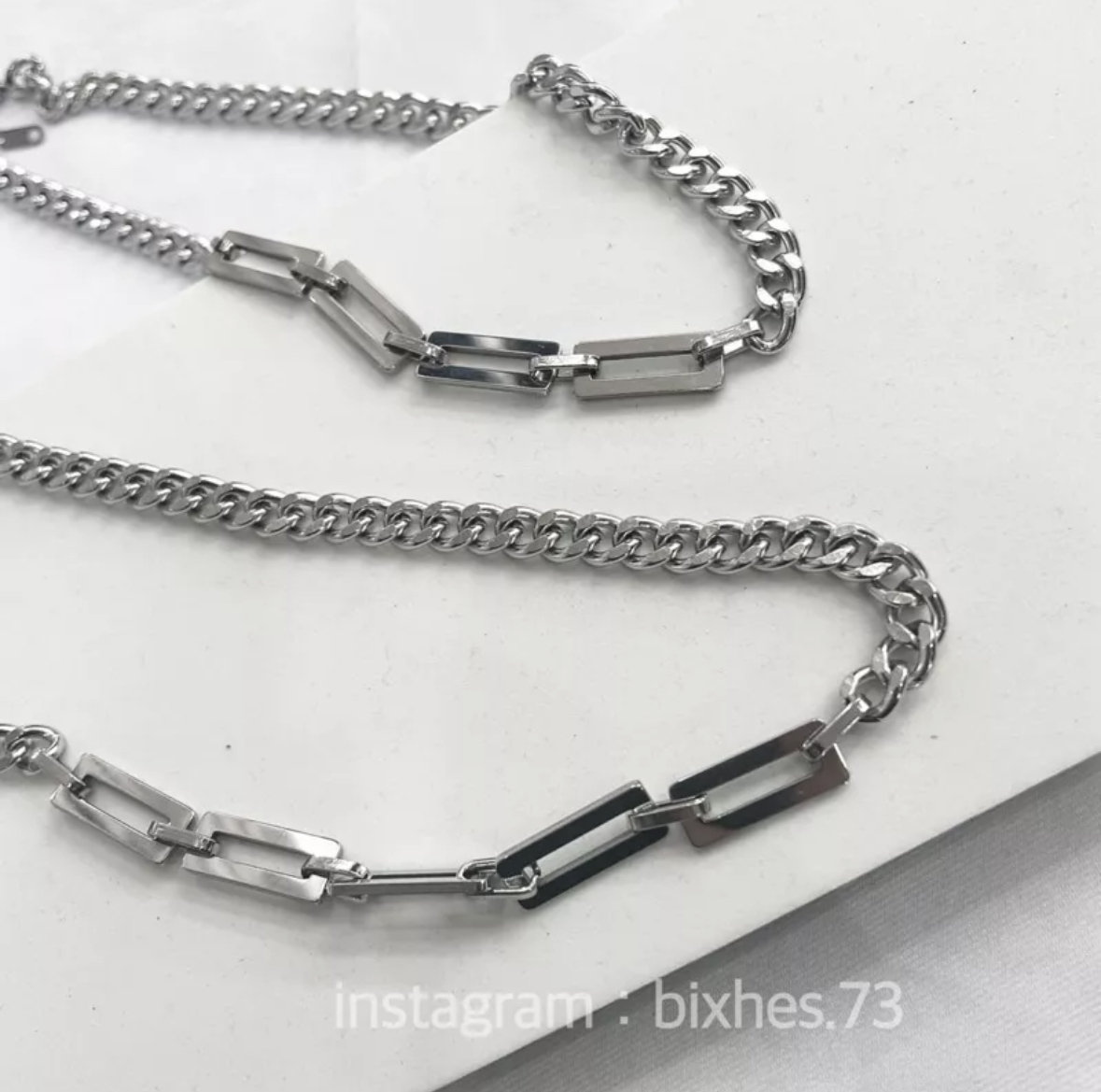 方鍊混搭拼接粗項鍊(K00001)