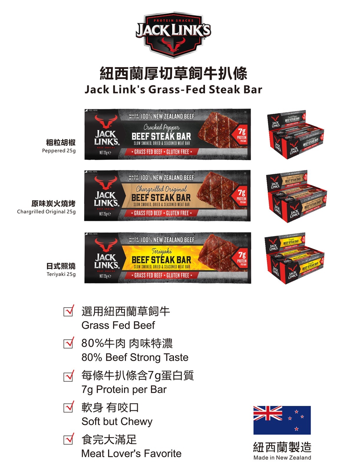 【現貨】紐西蘭Jack Link's 草飼牛扒條 25g