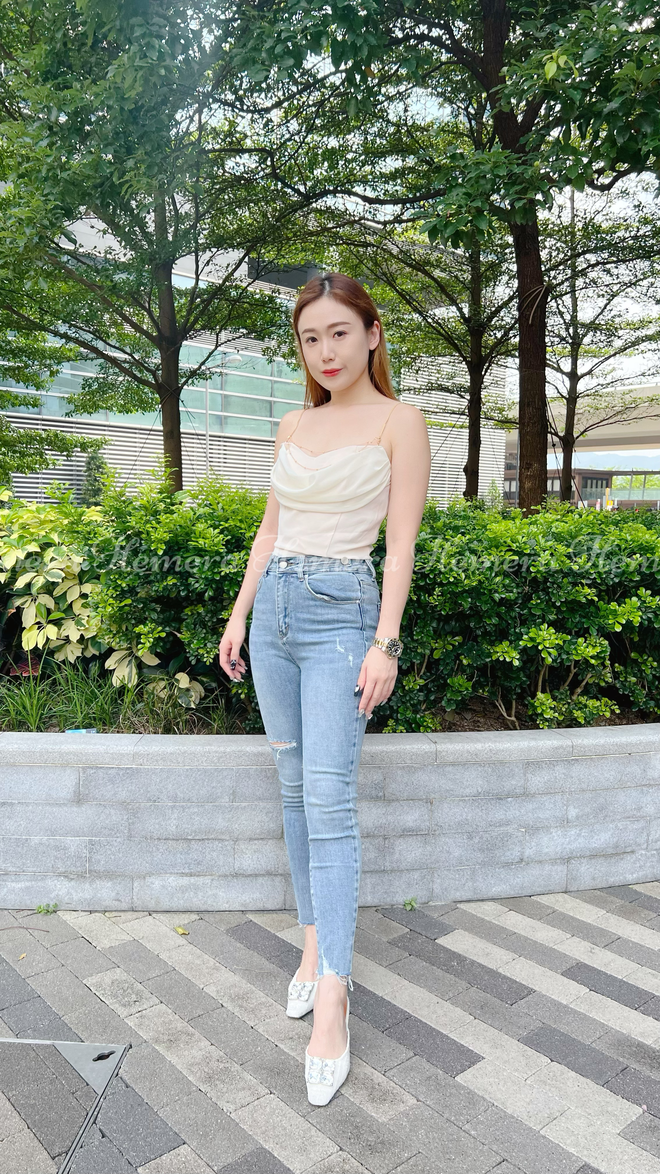 TP23S0724 雪紡金鏈上身