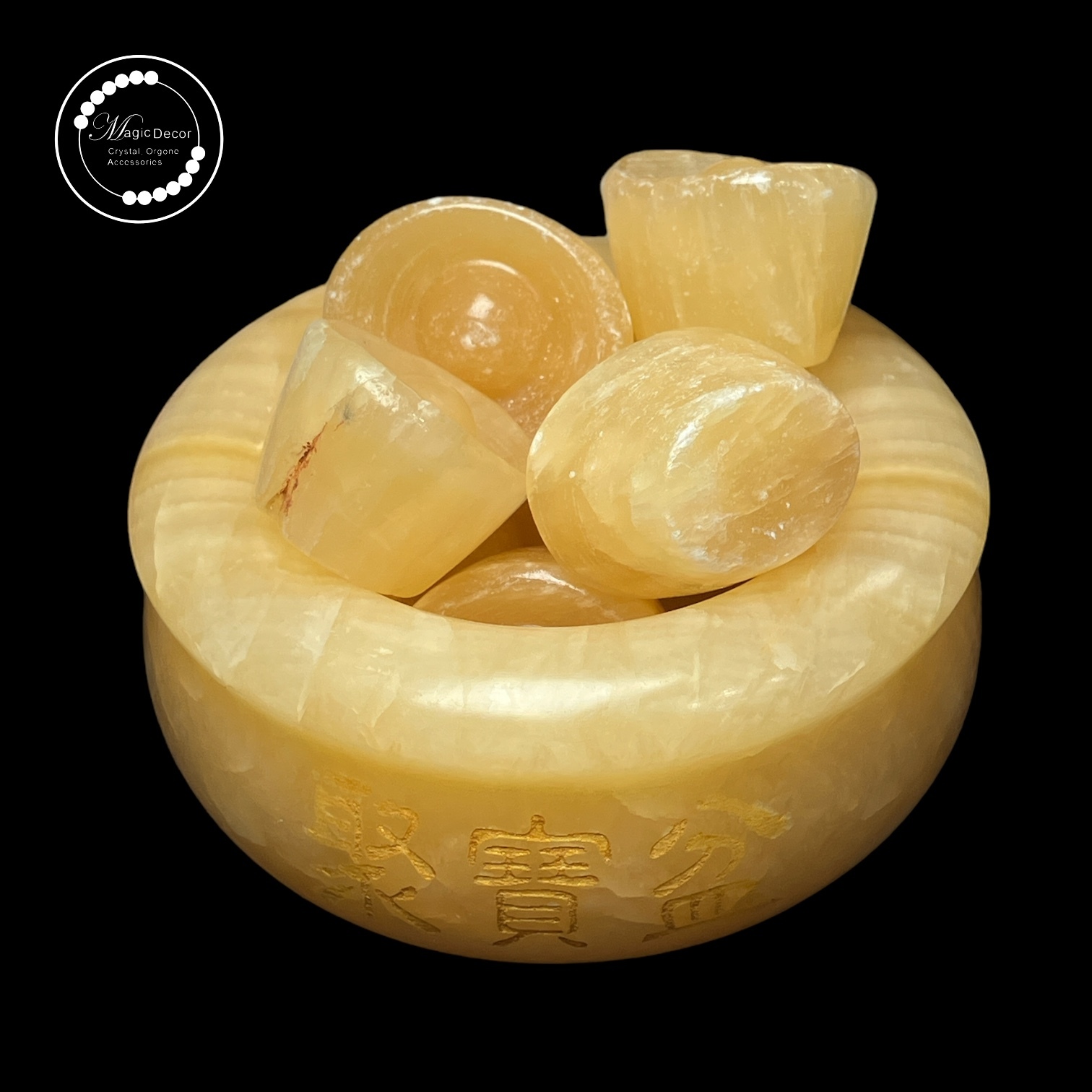 260124- (八白)黃玉聚寶盤+8粒黃玉元寶