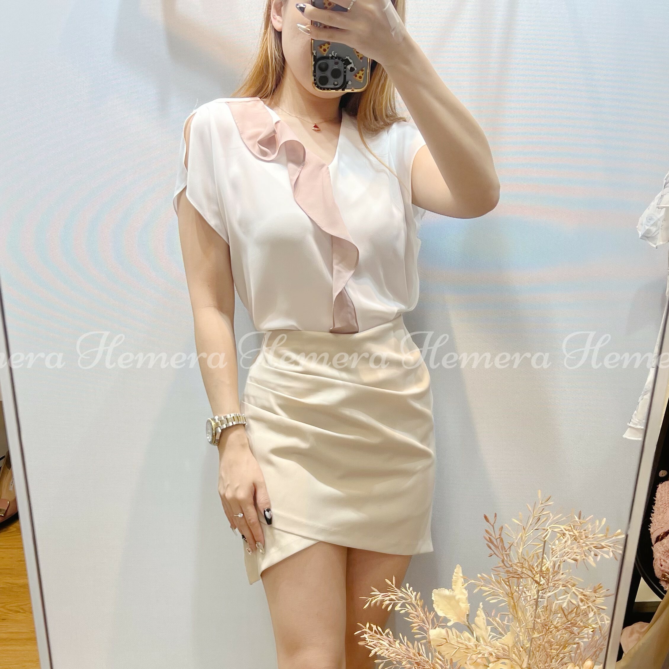 粉絲福利:TP23S0722 雪紡RUFFLES雙拼色上身