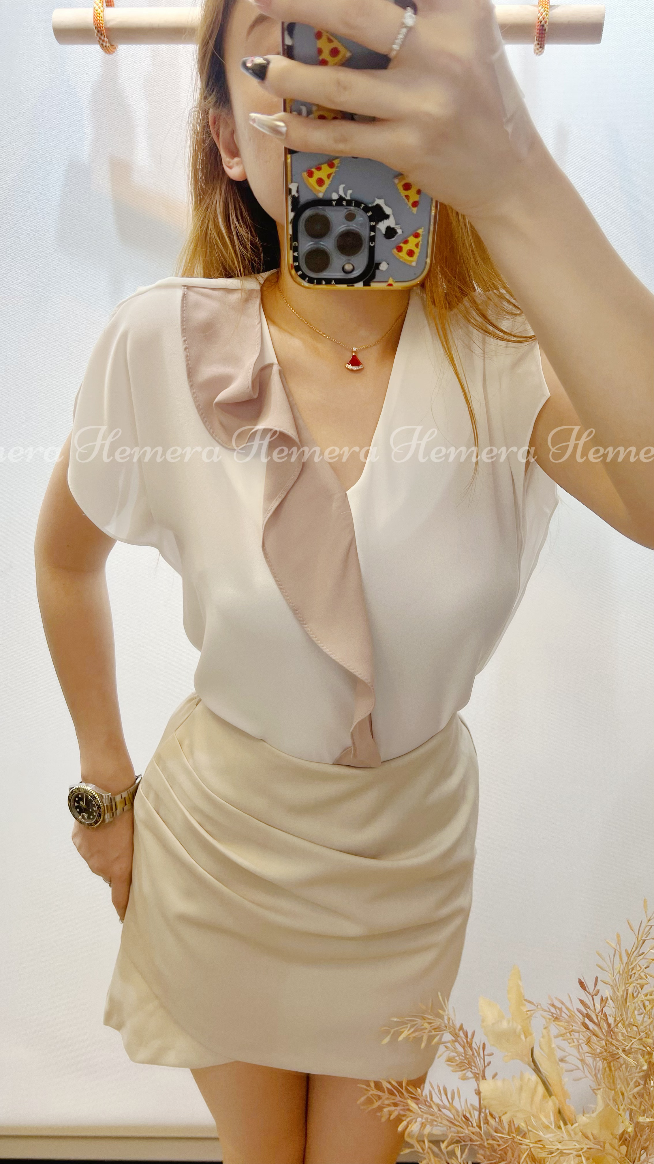 粉絲福利:TP23S0722 雪紡RUFFLES雙拼色上身