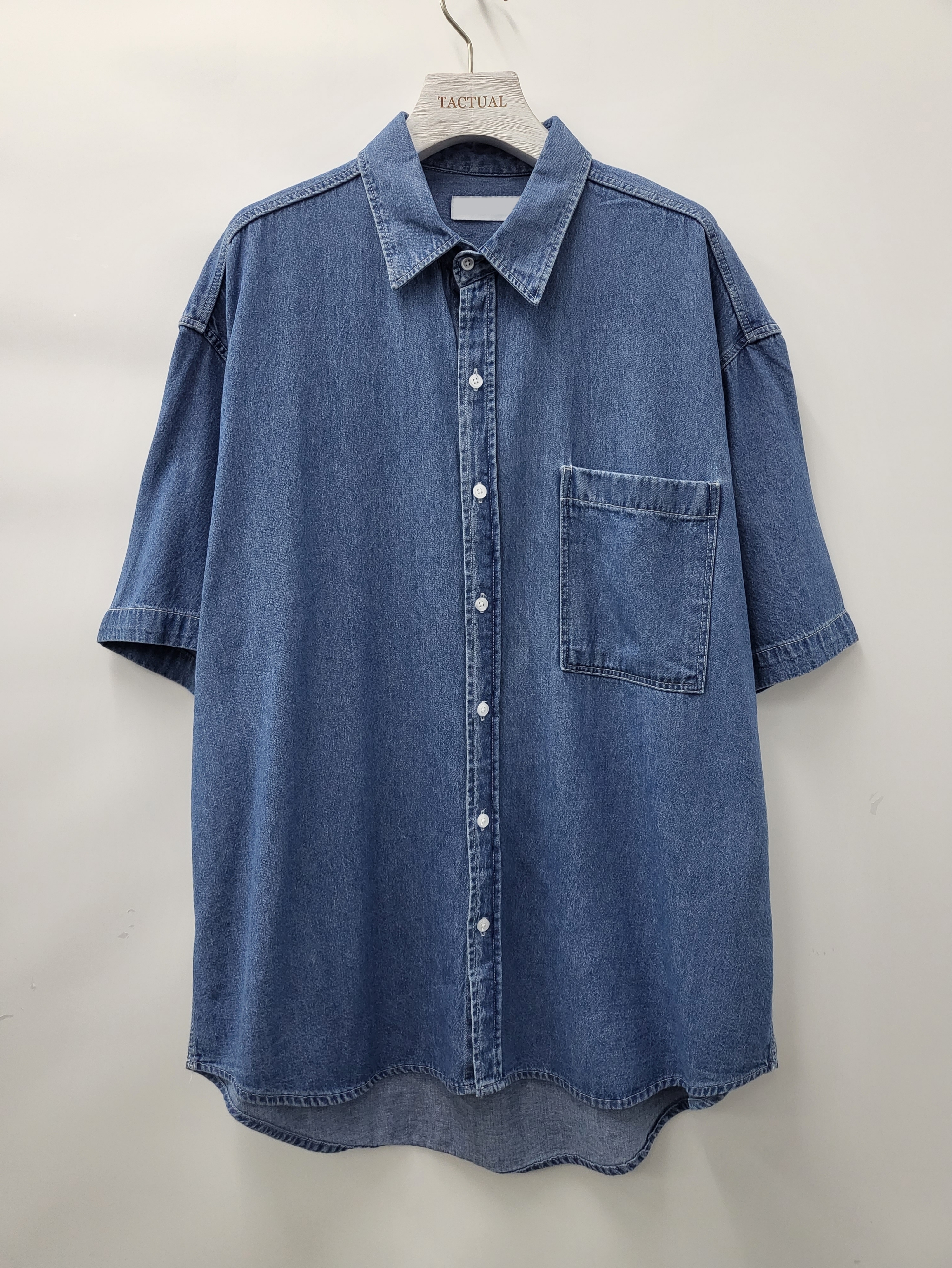 淨色牛仔短袖恤衫 S2107