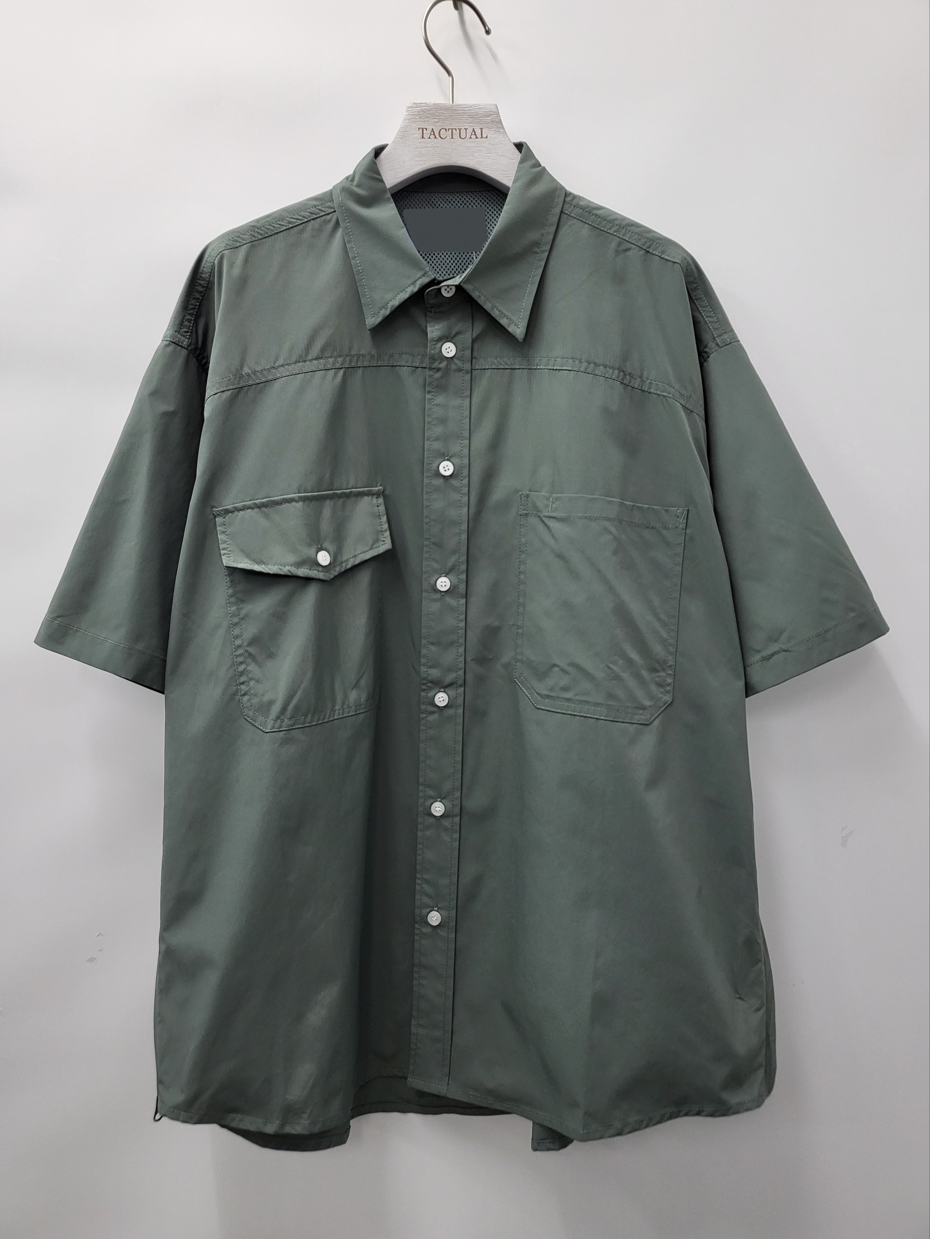 淨色拉鍊網邊短袖恤衫 S2109