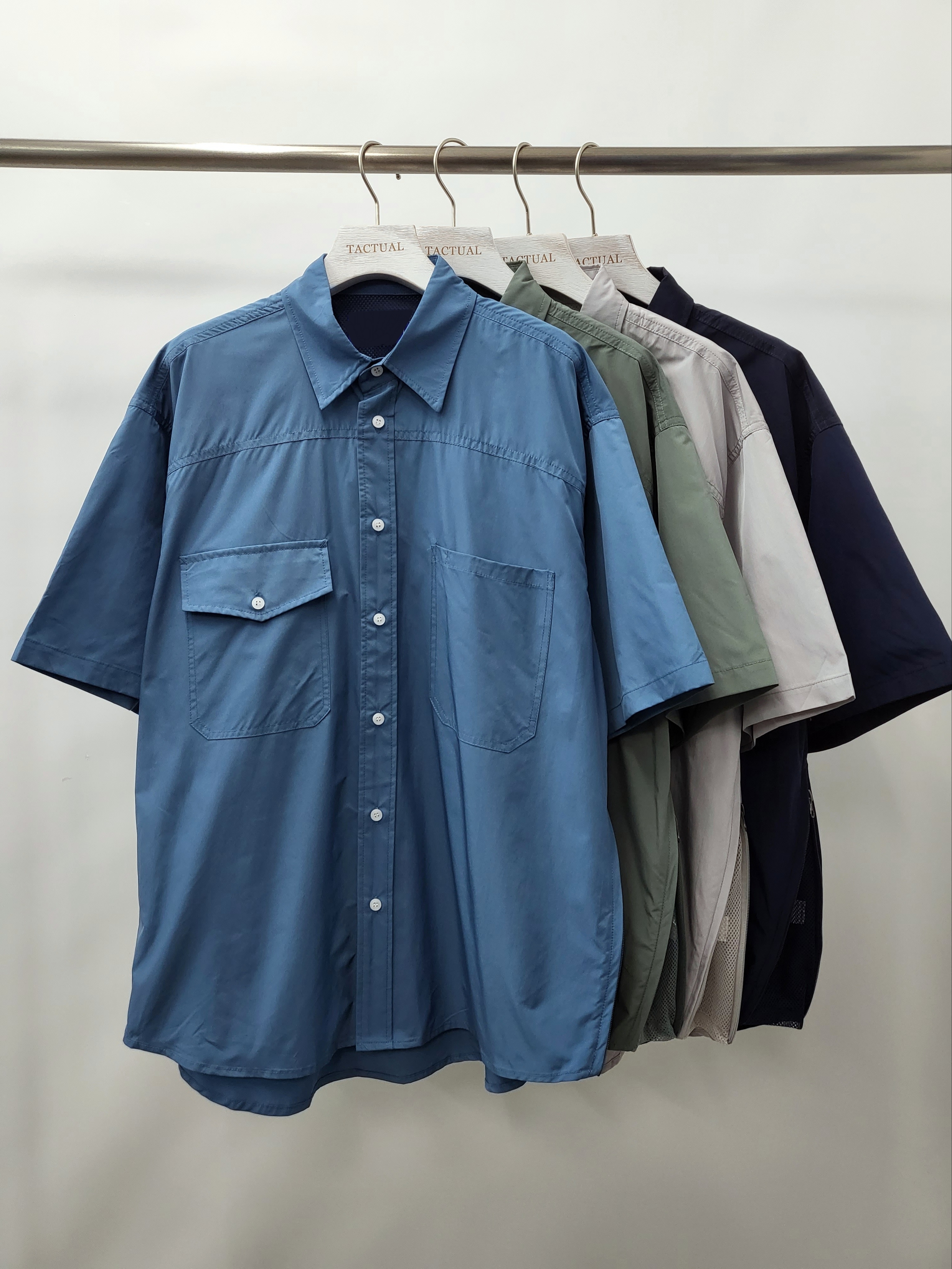 淨色拉鍊網邊短袖恤衫 S2109