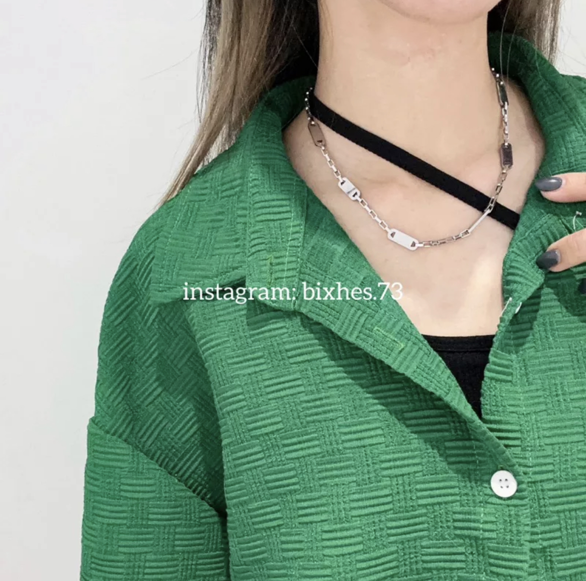 雙孔鐵片短項鍊(K00011)