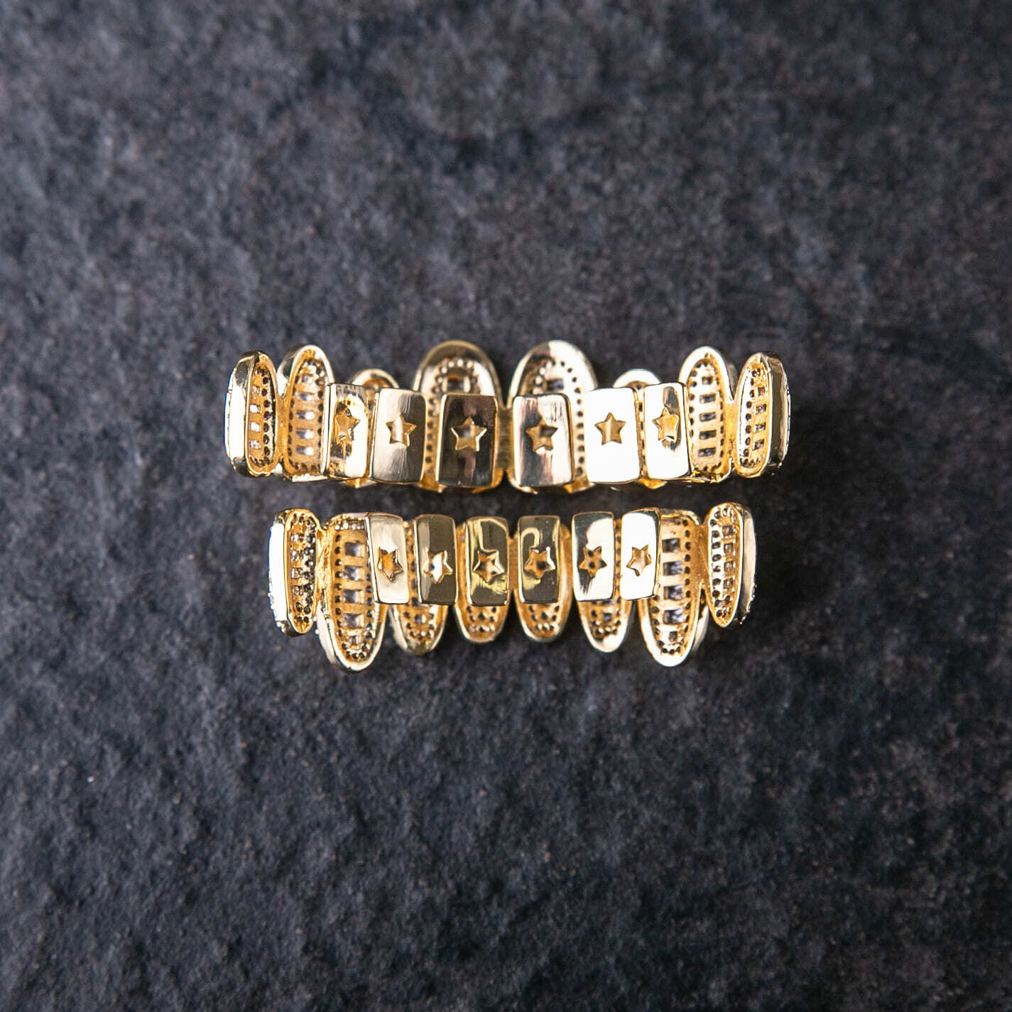 T方混鑲滿鑲牙套/金色