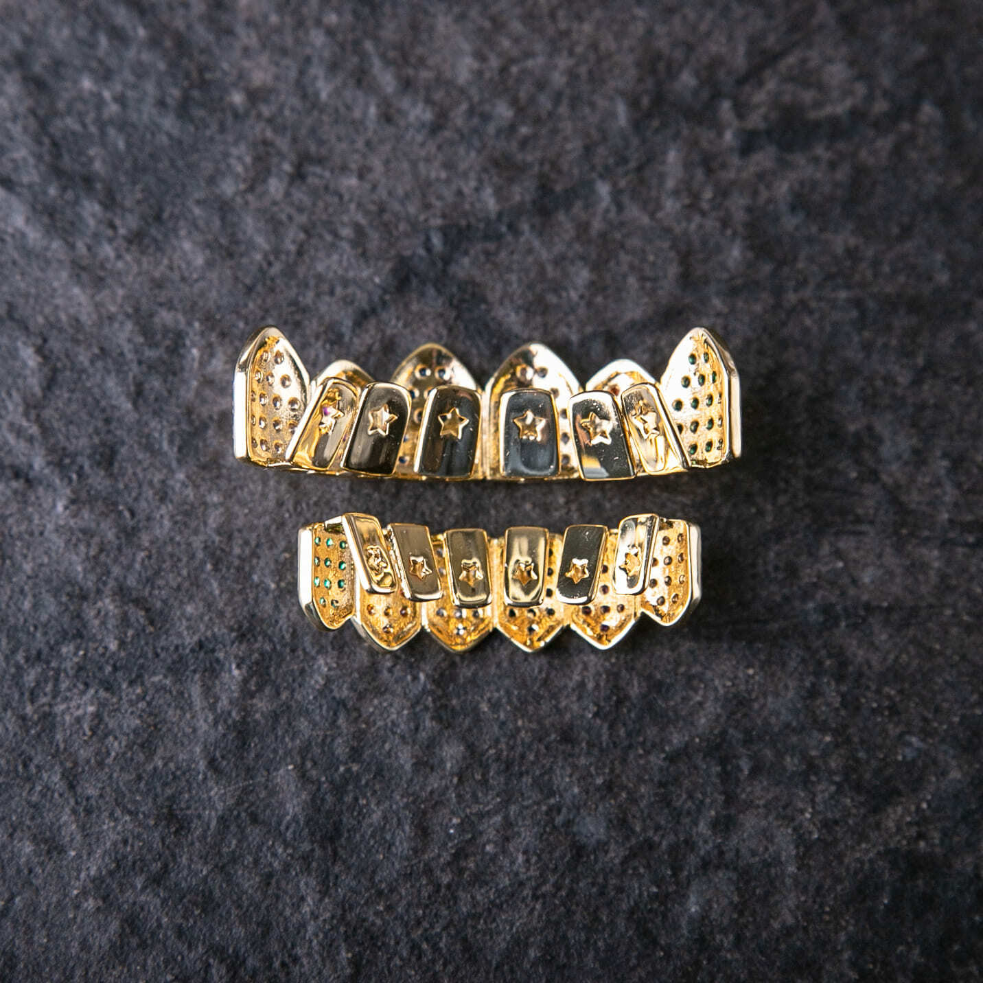 多色滿鑲牙套/金色