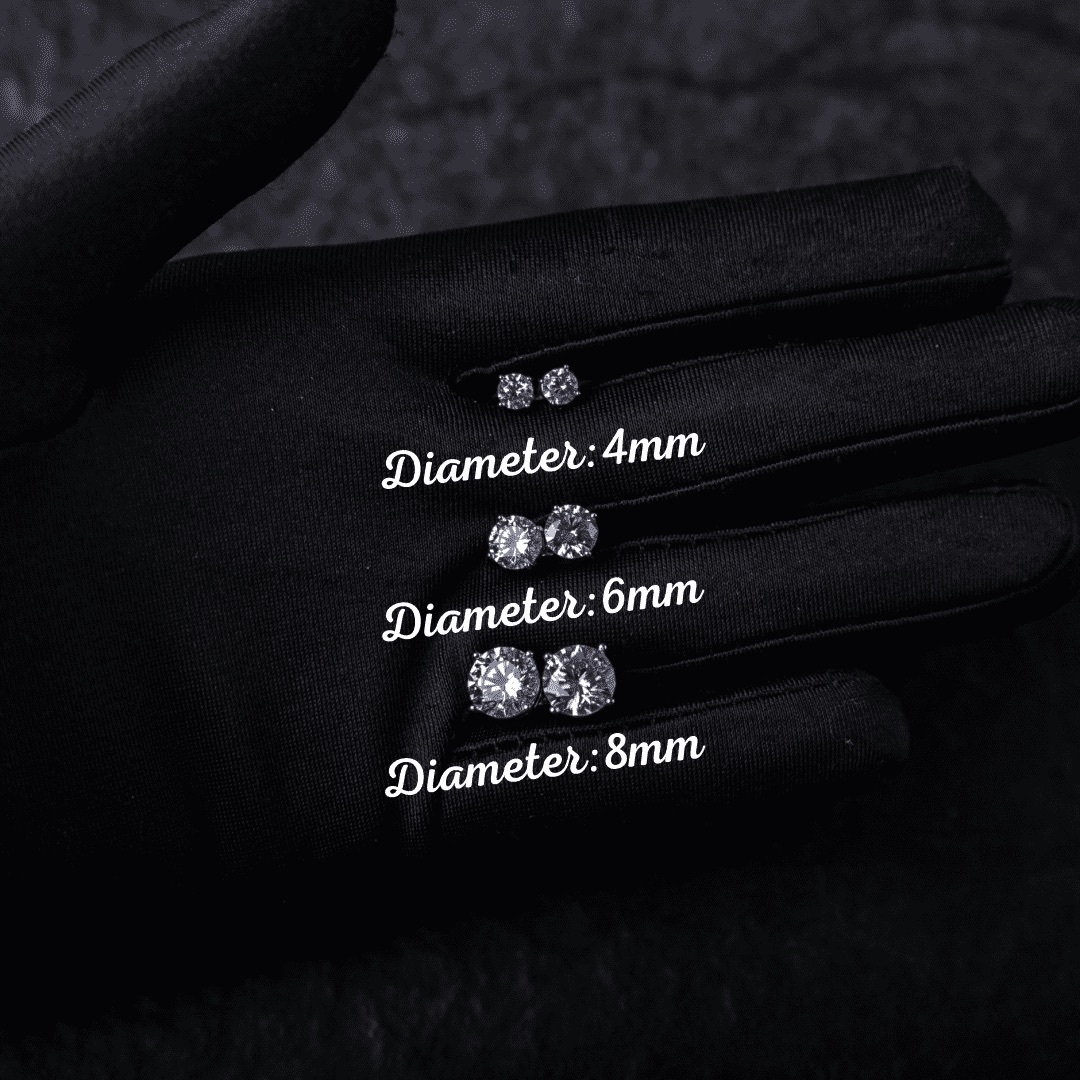 925純銀經典圓鑽鋯石耳釘