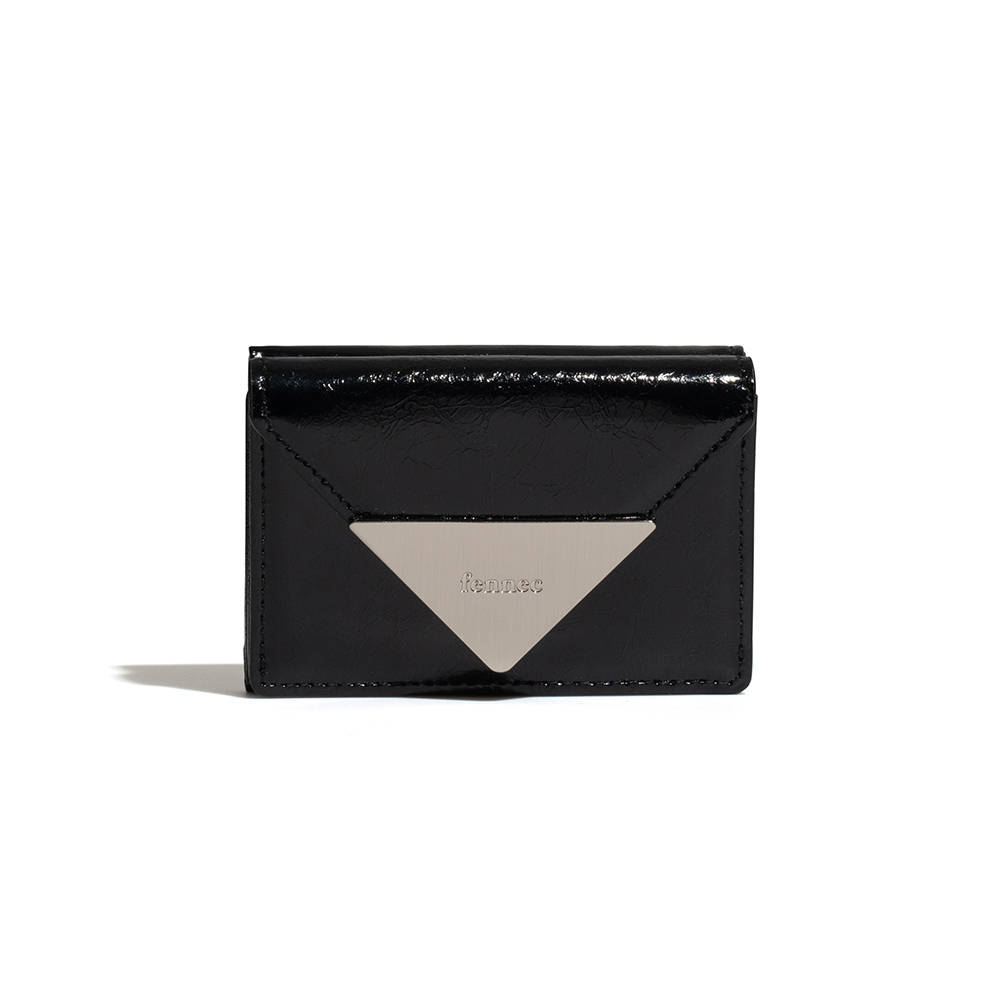 fennec - CRINKLE TRIANGLE TRIPLE WALLET - BLACK