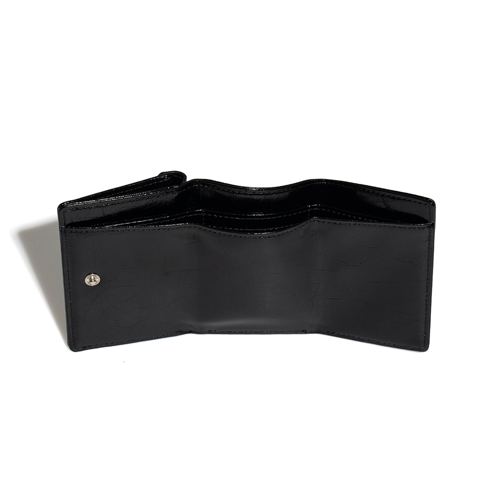 fennec - CRINKLE TRIANGLE TRIPLE WALLET - BLACK