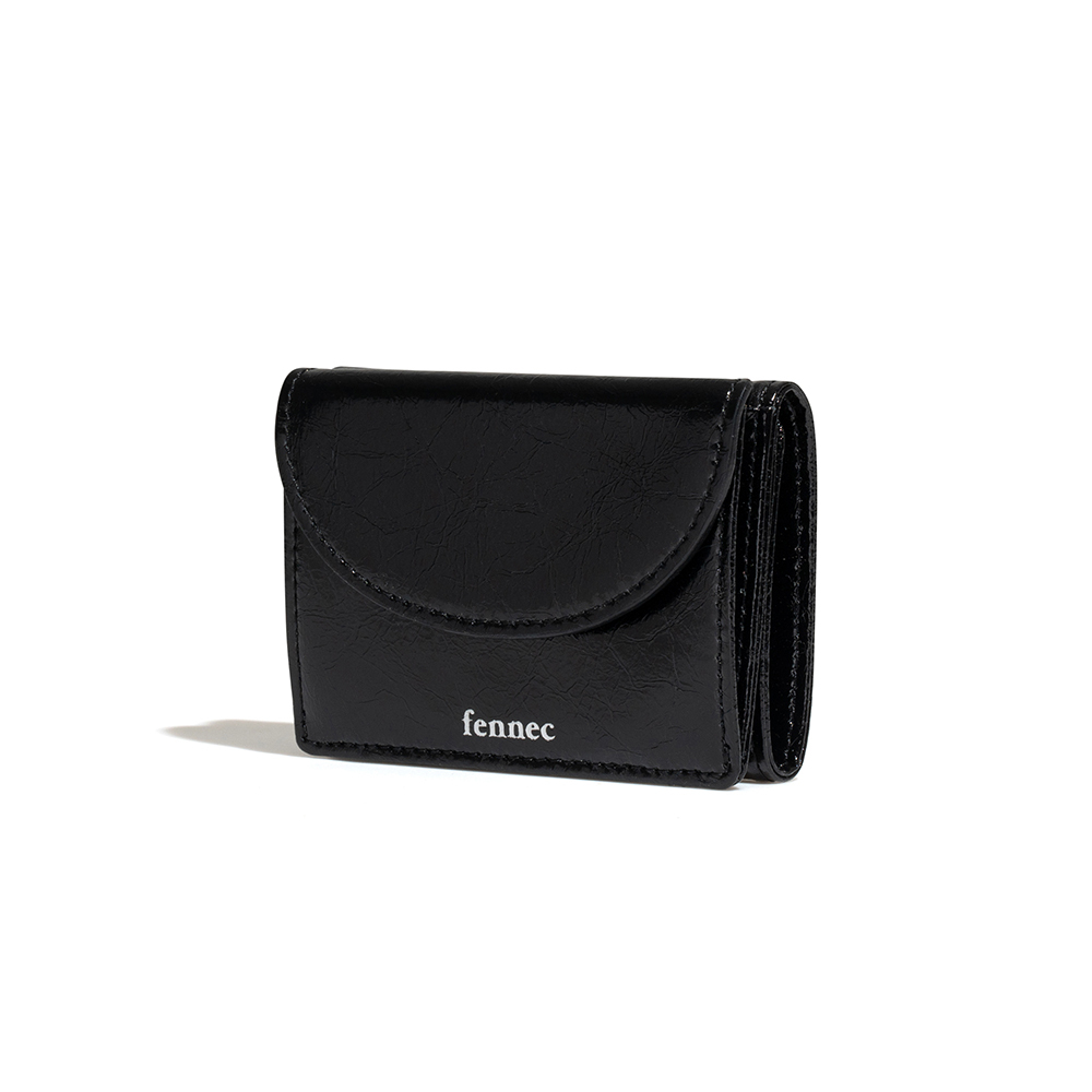 fennec - CRINKLE HALFMOON MINI WALLET - BLACK