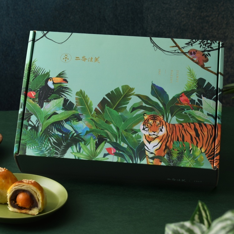 ★雨林禮盒A★【伍仁酥5入+流心奶黃3入+烏豆沙蛋黃酥3入+綠豆椪3入】