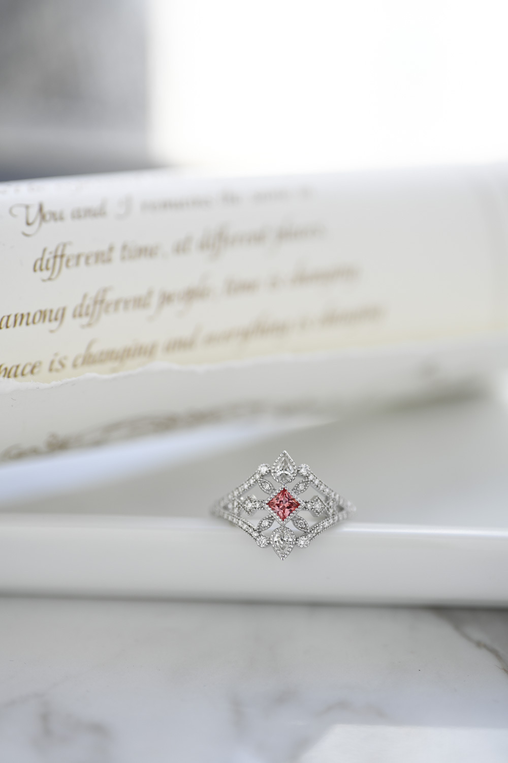 18K Florence Mini Padparadscha Diamond Ring