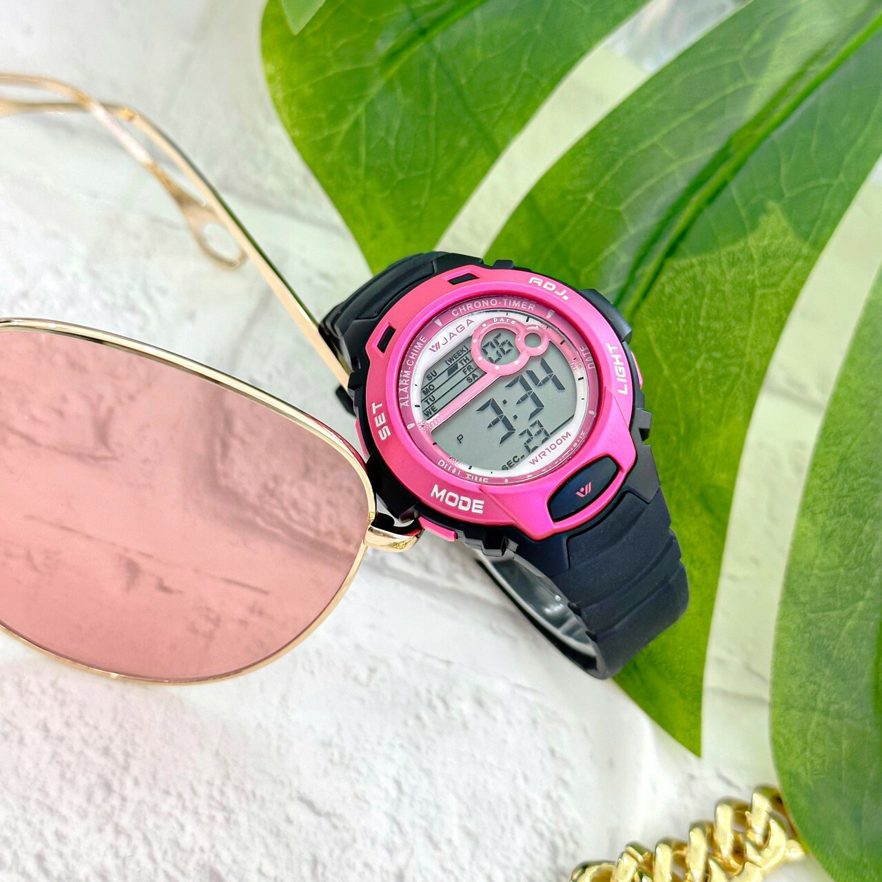 【JAGA 捷卡】動感亮眼多功能運動電子錶 M-969-AG 40mm 現代鐘錶