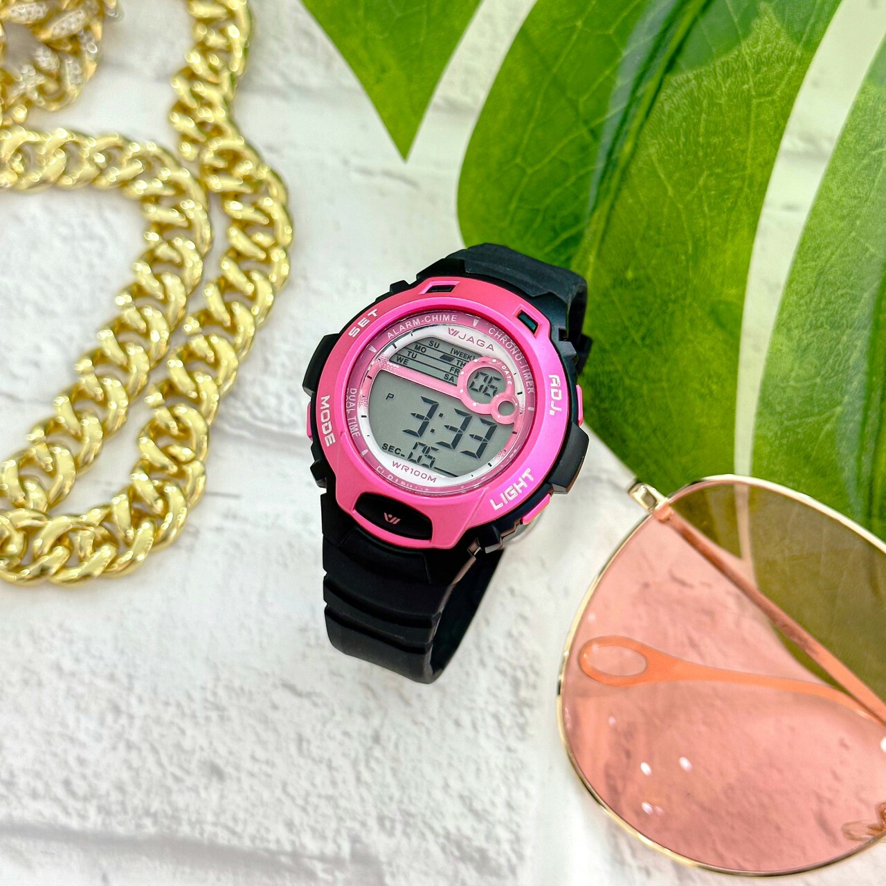 【JAGA 捷卡】動感亮眼多功能運動電子錶 M-969-AG 40mm 現代鐘錶