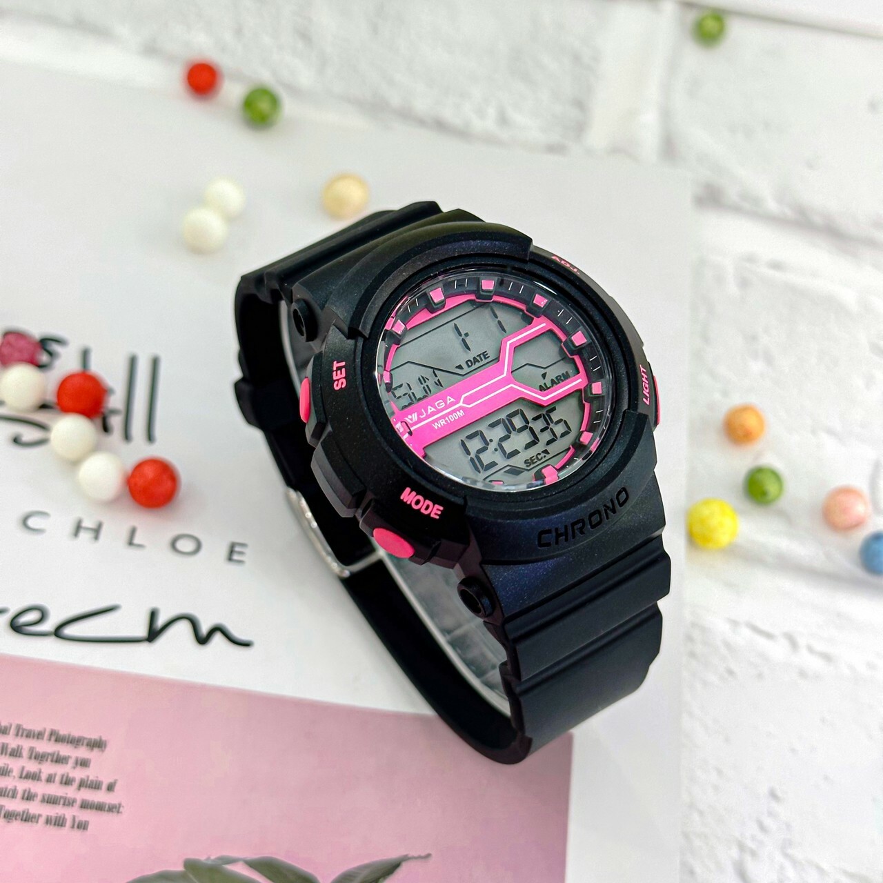 【JAGA 捷卡】活耀休閒多功能運動電子錶 M-1138A-AG 44mm 現代鐘錶