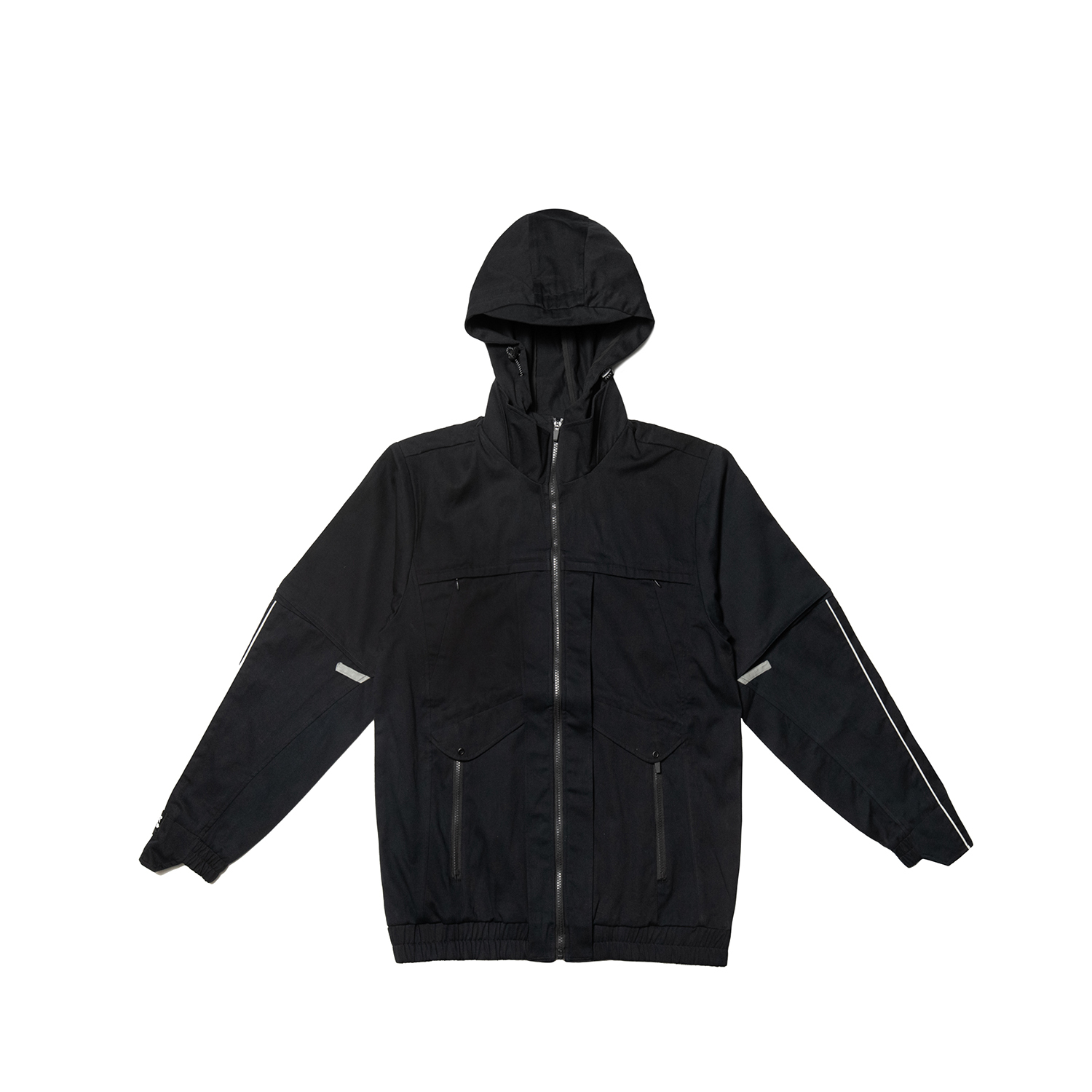 袖摺剪接機能外套- 黑