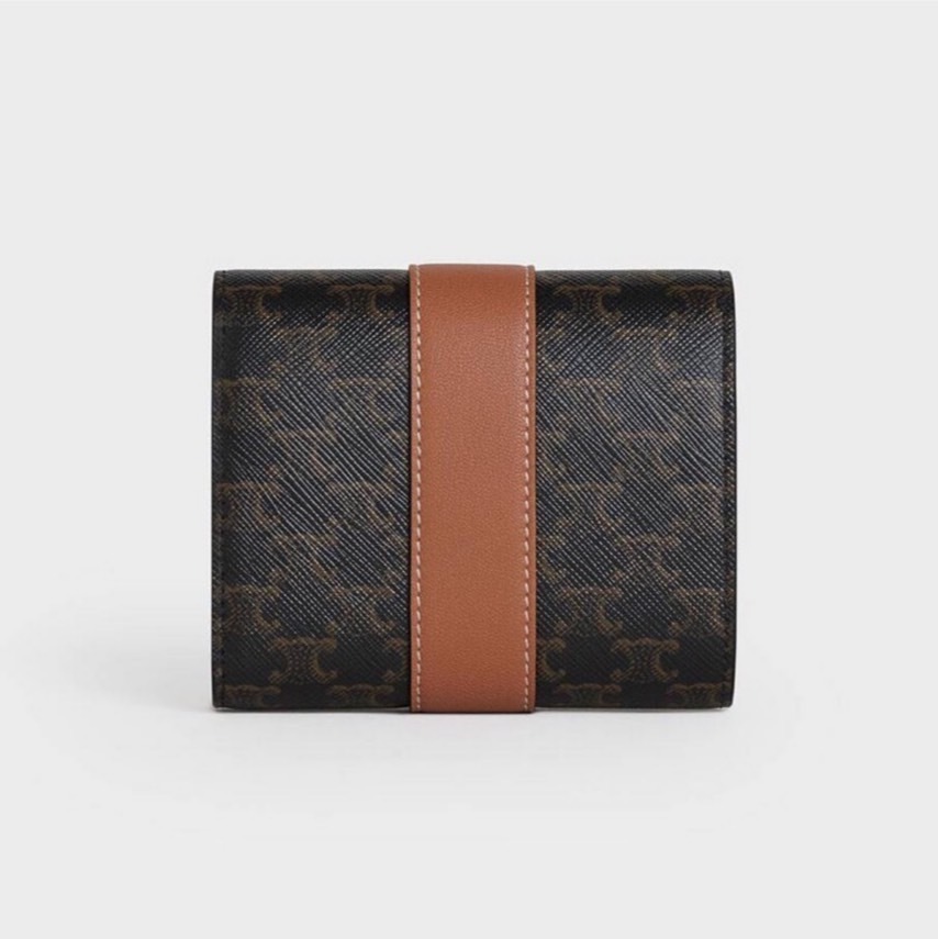 CELINE SMALL TRIFOLD WALLET IN TRIOMPHE CANVAS AND LAM