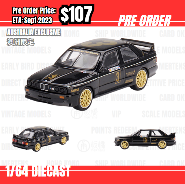 PO-$107 * Mini GT * #608 1:64 BMW M3 #3 JPS Team BMW 1987 ATCC Championship Winner -Australia Exclusive LHD [08/07]