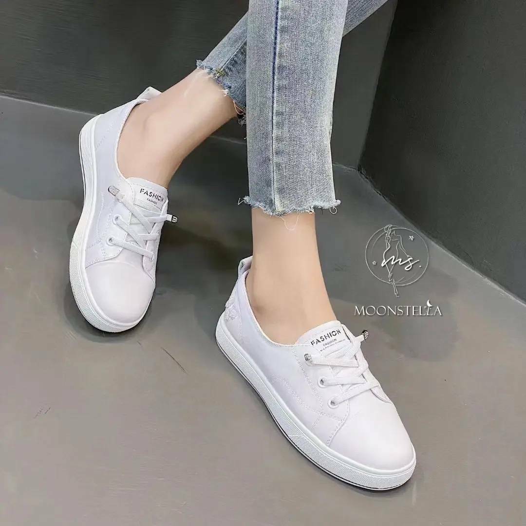 蝴蝶牛皮淺小白鞋