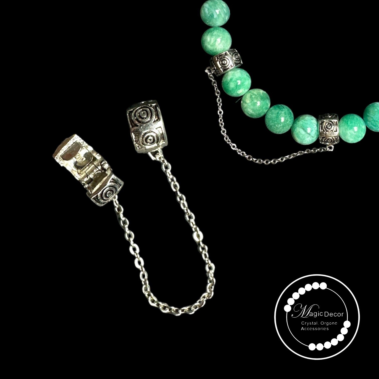 0708-B22 銀色圓形2粒鏈條定位珠1套