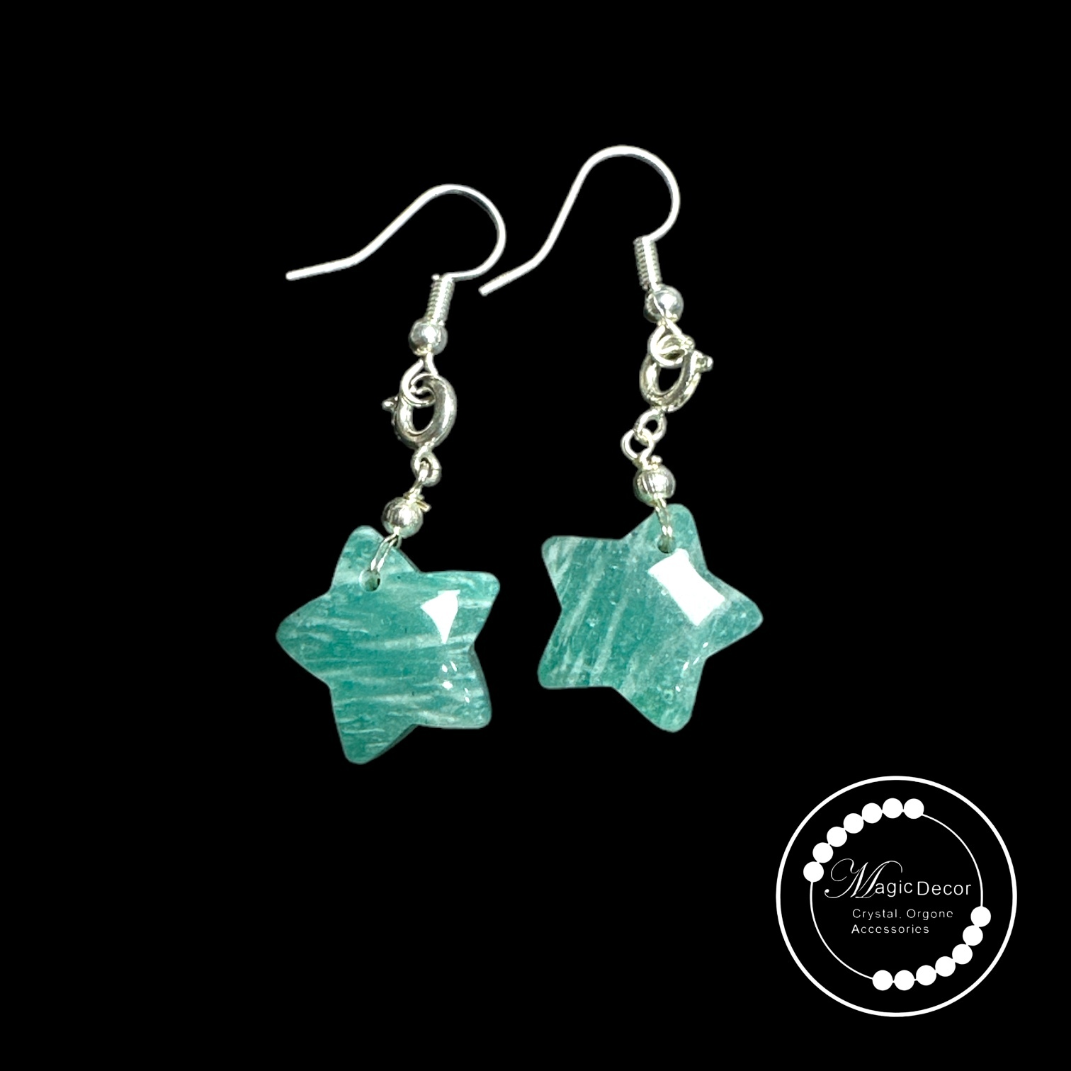 0708-B23 天河石星星耳鈎1對